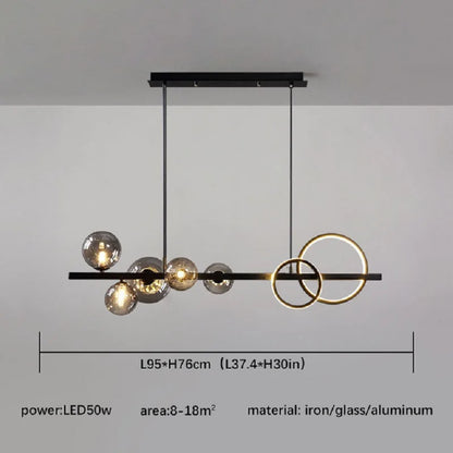 Lámpara de araña DecorBites™ con bola de cristal, dorada y negra, con luces LED, para mesa de comedor o cocina.