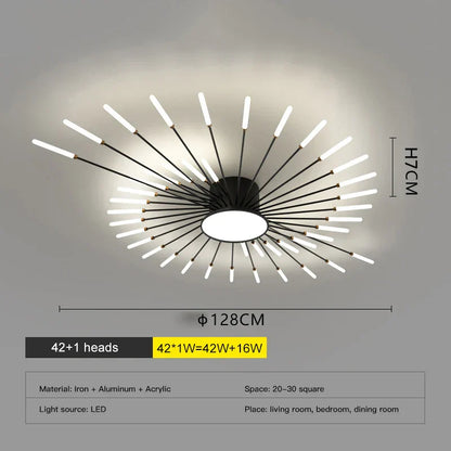 Lámpara de techo DecorBites™ LED Fireworks: Lámpara moderna para decoración del hogar, accesorios de iluminación de cocina en color negro