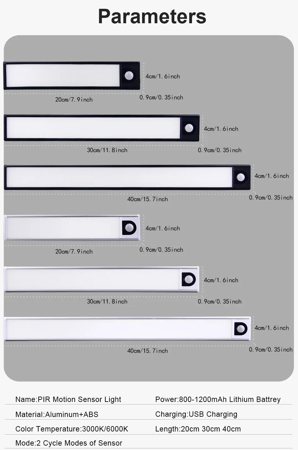 Ultra-thin Rechargeable Motion Sensor Light