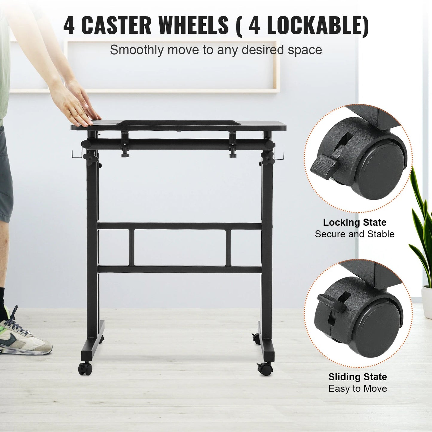 VEVOR Adjustable Sit-Stand Desk with Wheels