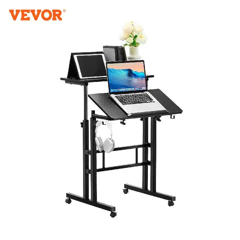 VEVOR Adjustable Sit-Stand Desk with Wheels