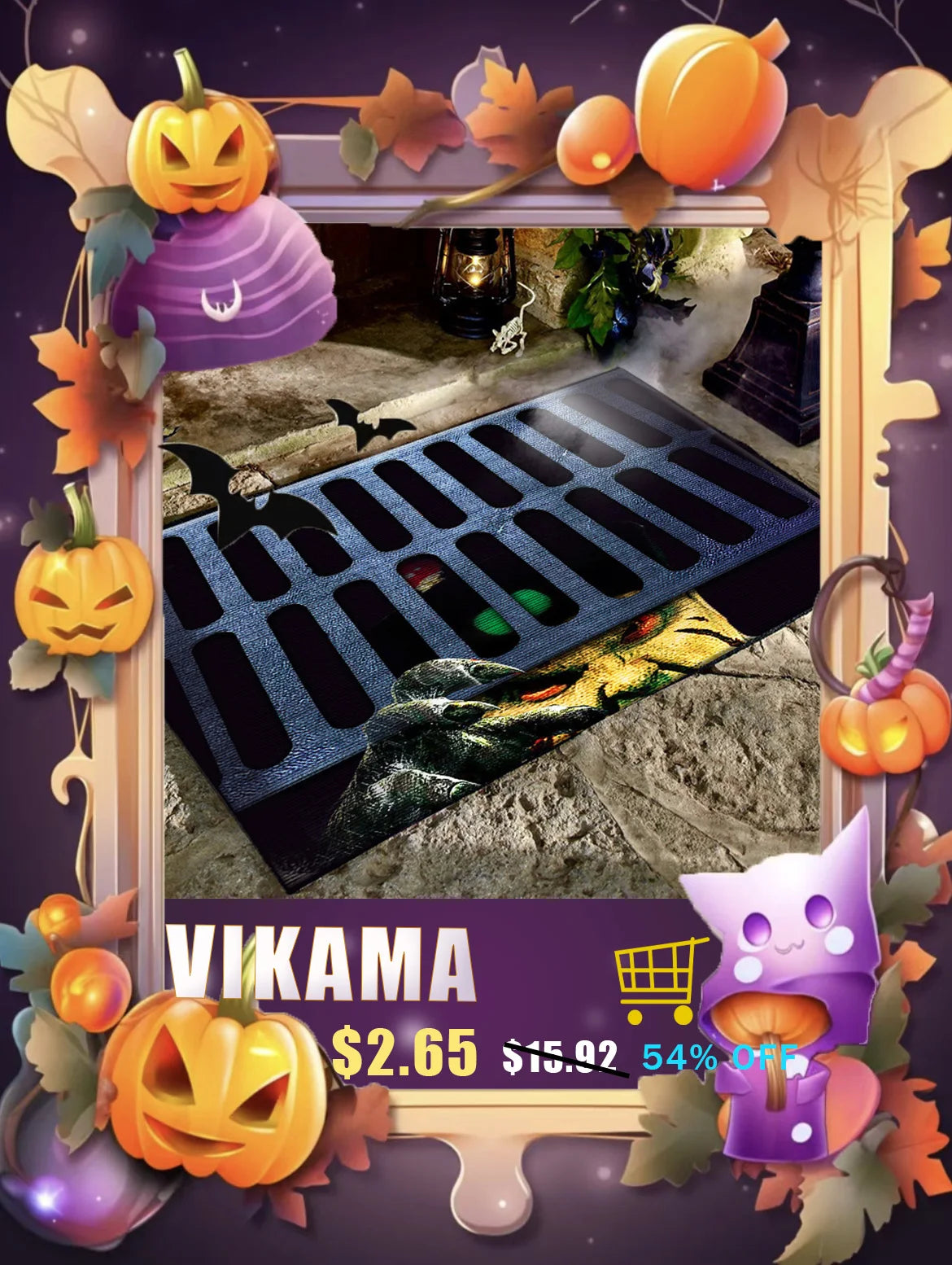 VIKAMA 3D Clown Halloween Floor Mat