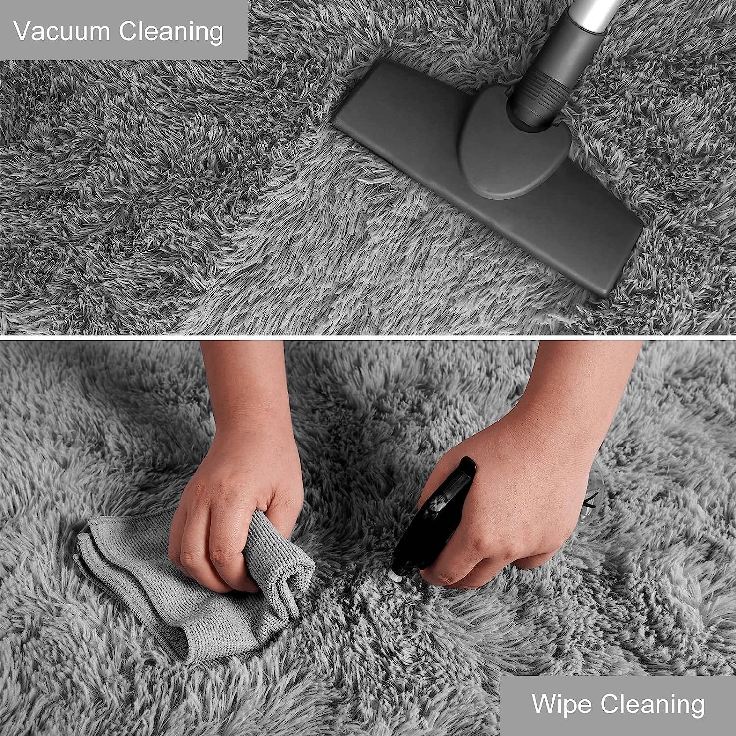 VIKAMA Fluffy Silk Wool Bedside Rug