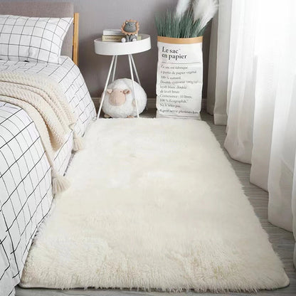 VIKAMA Fluffy Silk Wool Bedside Rug