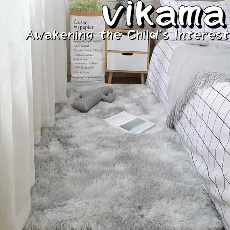 VIKAMA Fluffy Silk Wool Bedside Rug