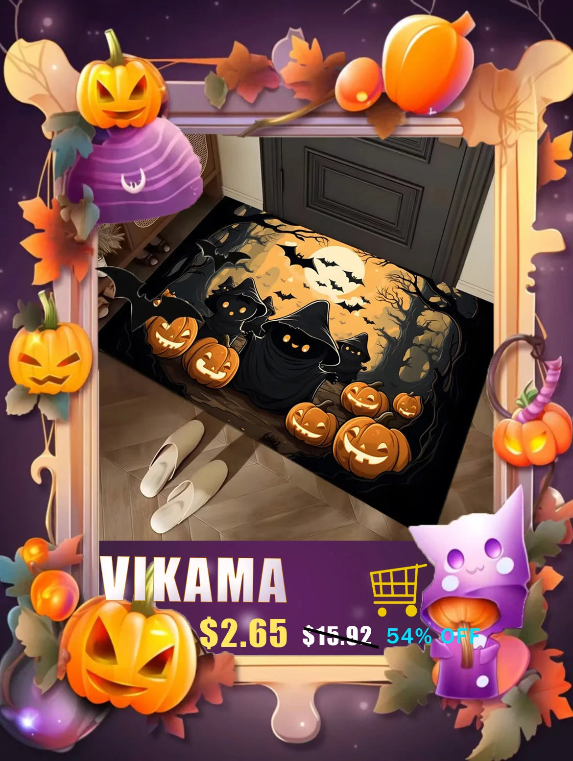 VIKAMA Non-Slip Velvet Kitchen Carpet