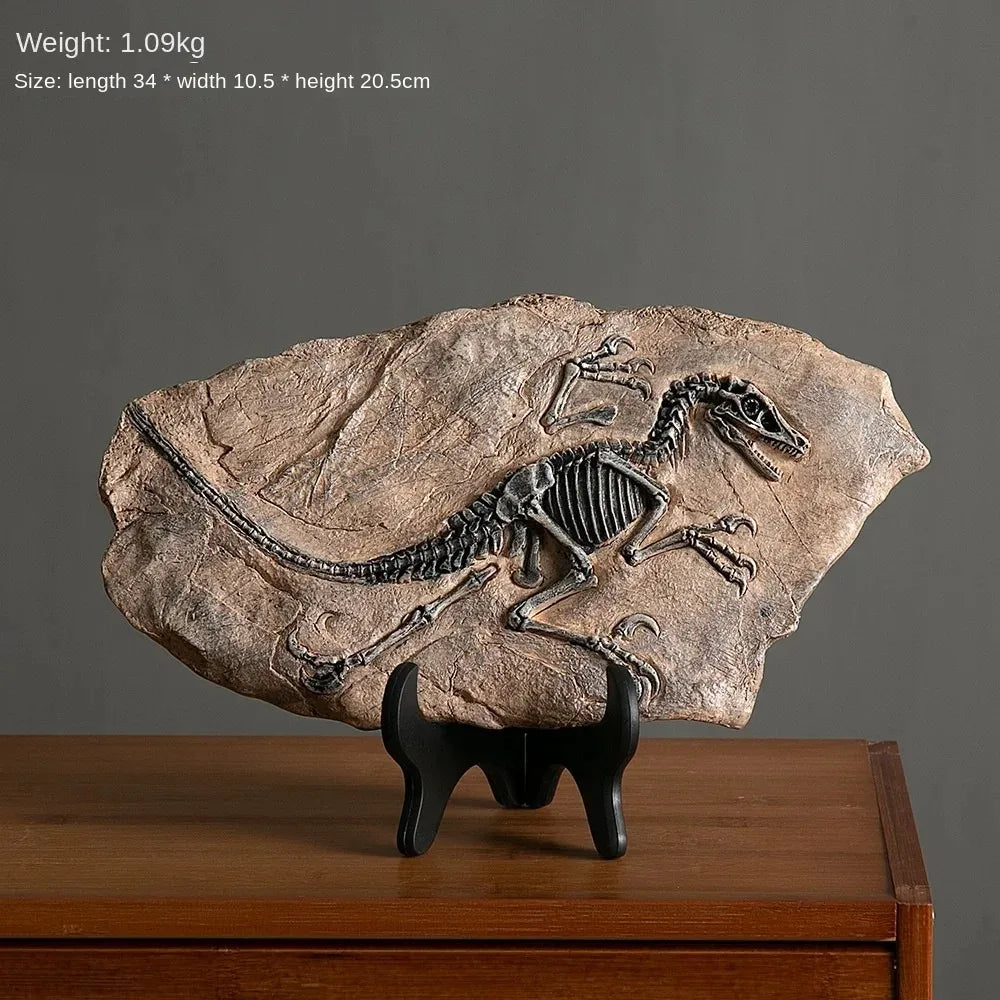 Velociraptor Dinosaur Fossil Resin Statue