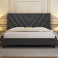 Velvet Upholstered Winged Bed Frame