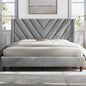 Velvet Upholstered Winged Bed Frame