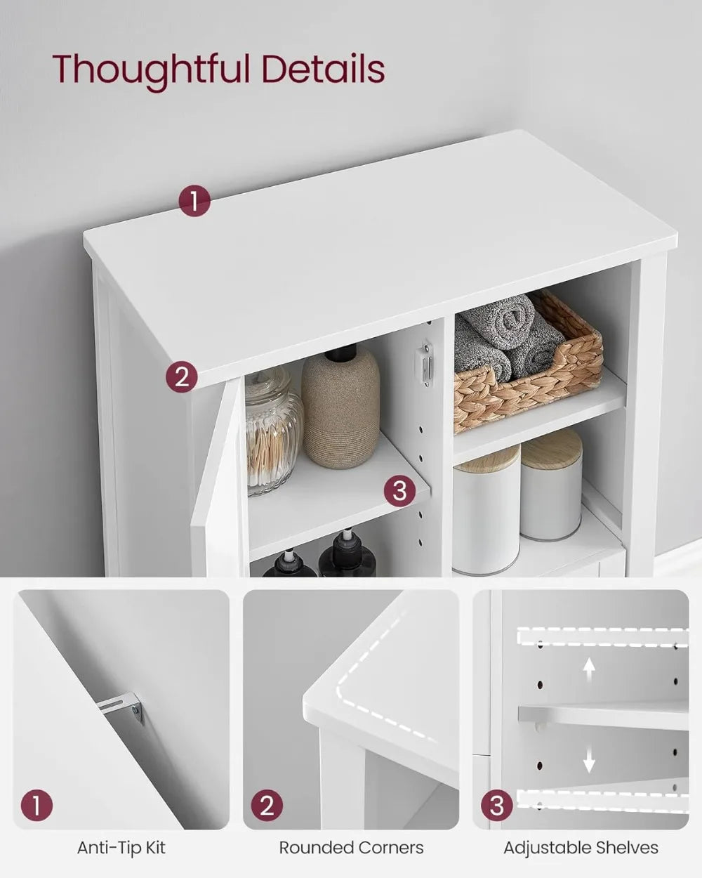 Versatile White Wood Storage Cabinet