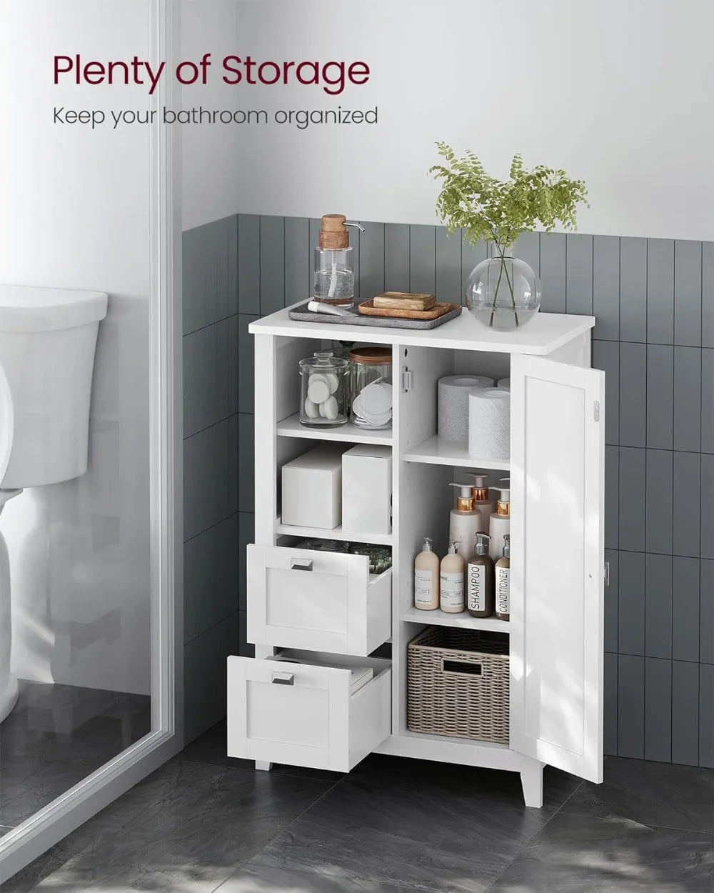 Versatile White Wood Storage Cabinet