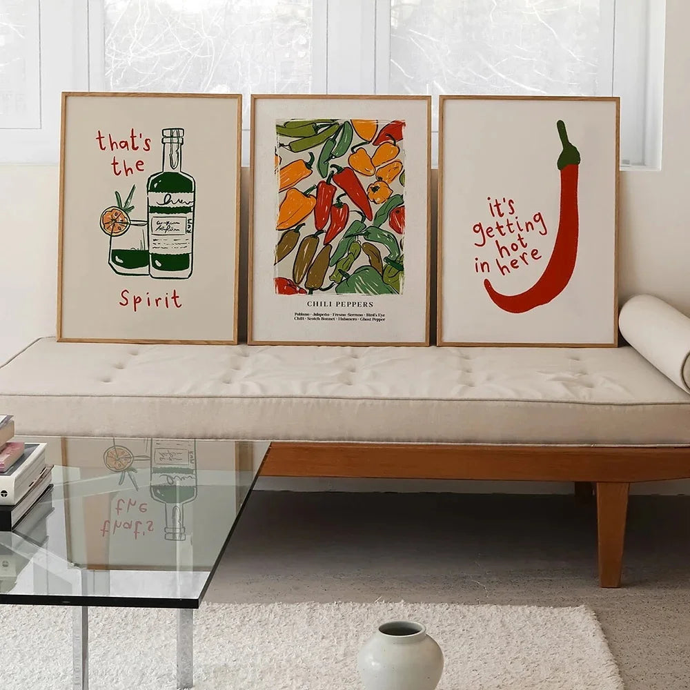 Vibrant Chilli Pepper Kitchen Canvas