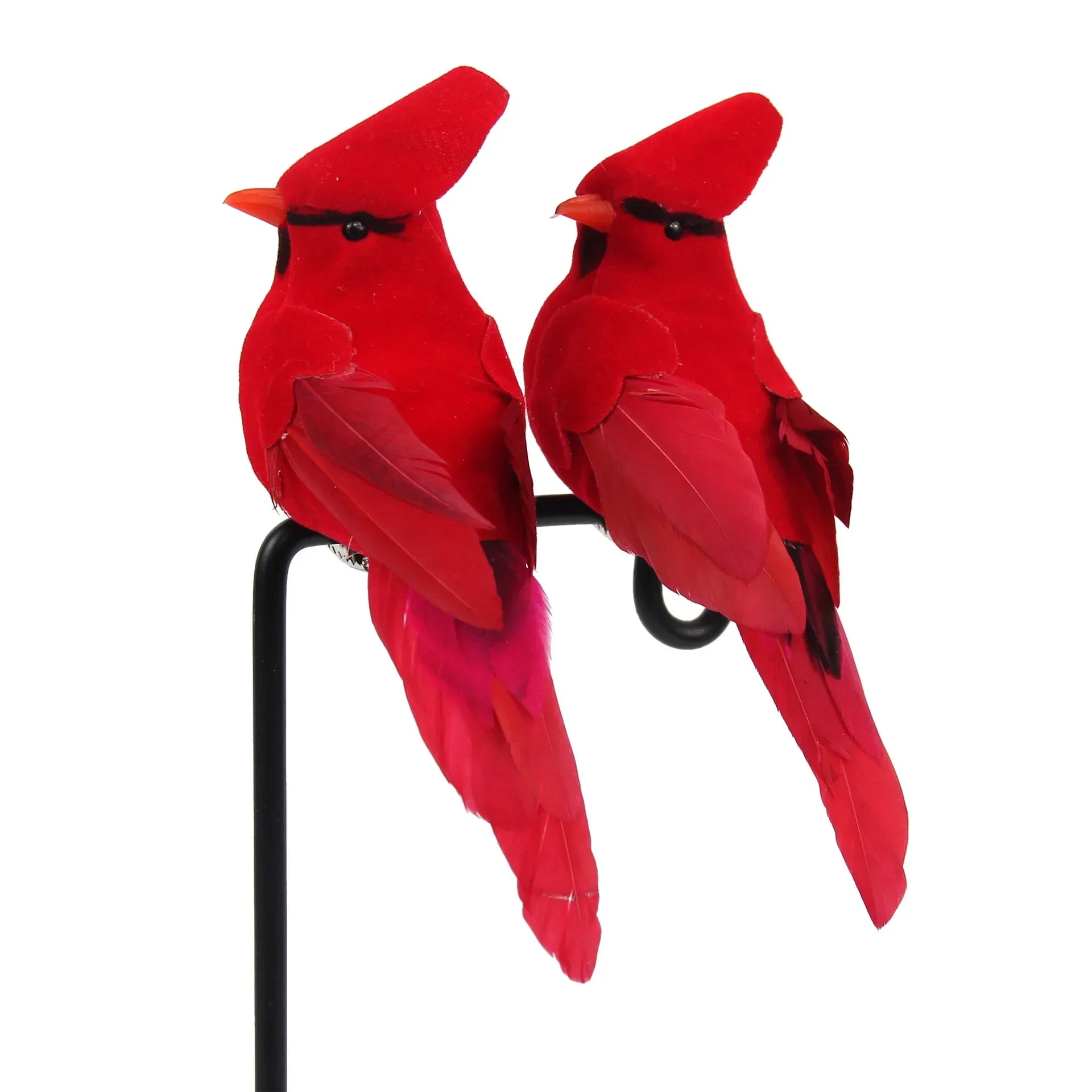 Vibrant Red Feather Bird Figurines