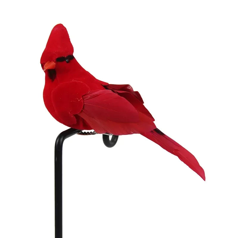 Vibrant Red Feather Bird Figurines