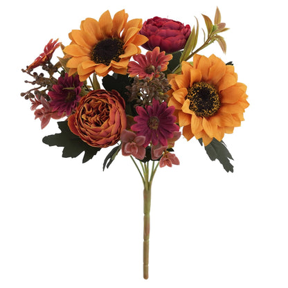 Vibrant Sunflower Peony Silk Bouquet