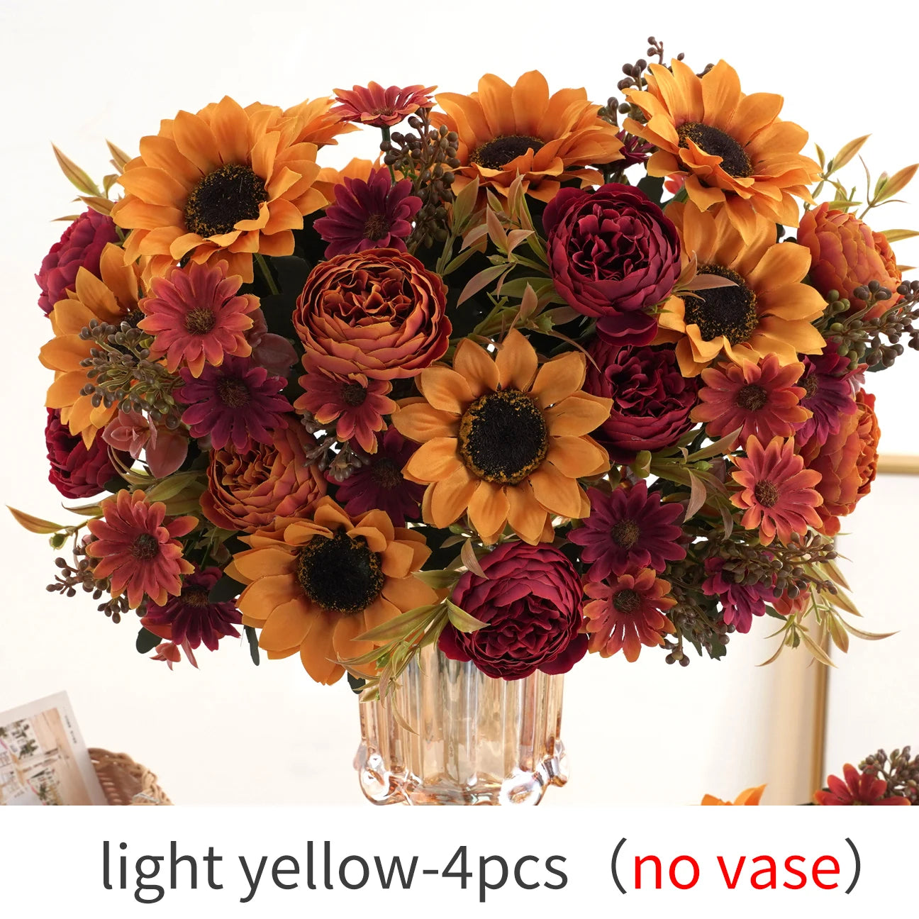 Vibrant Sunflower Peony Silk Bouquet