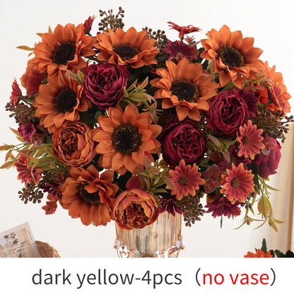 Vibrant Sunflower Peony Silk Bouquet