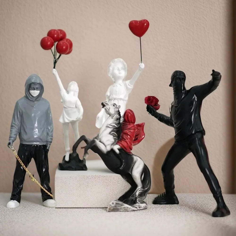 Vilead Banksy Flower Thrower Statue