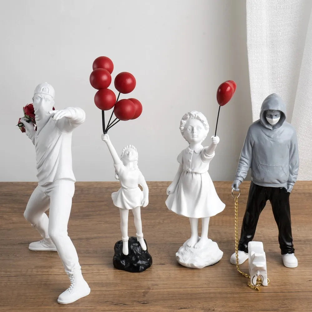 Vilead Banksy Flower Thrower Statue