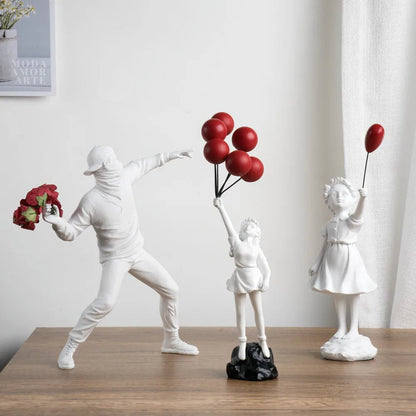 Vilead Banksy Flower Thrower Statue