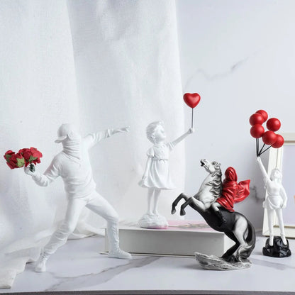 Vilead Banksy Flower Thrower Statue