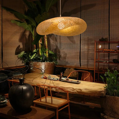 Vintage Bamboo Woven LED Pendant Light