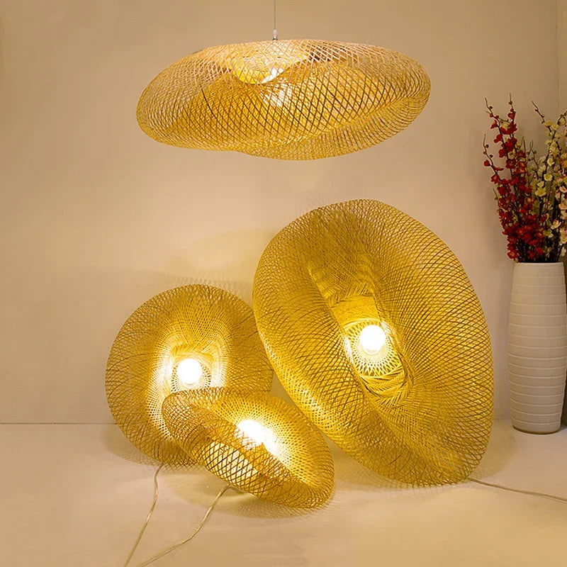 Vintage Bamboo Woven LED Pendant Light