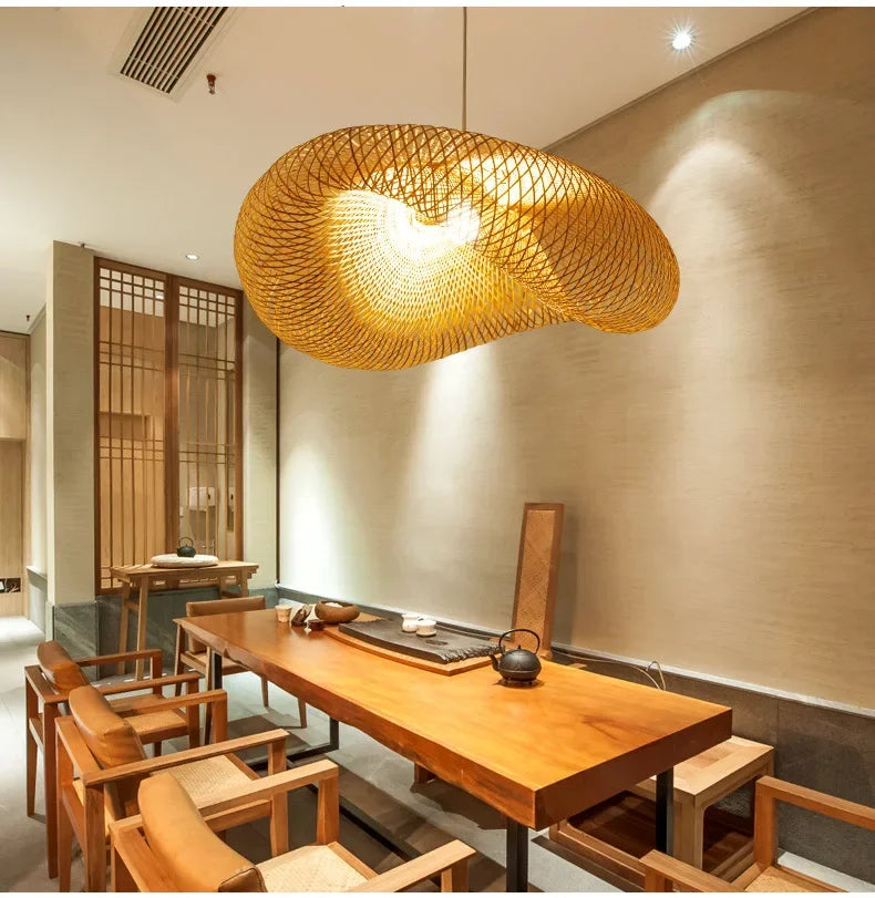 Vintage Bamboo Woven LED Pendant Light