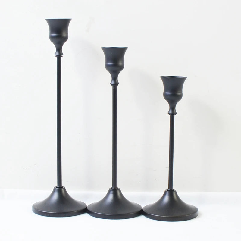 Vintage Black Bronze Candle Holders