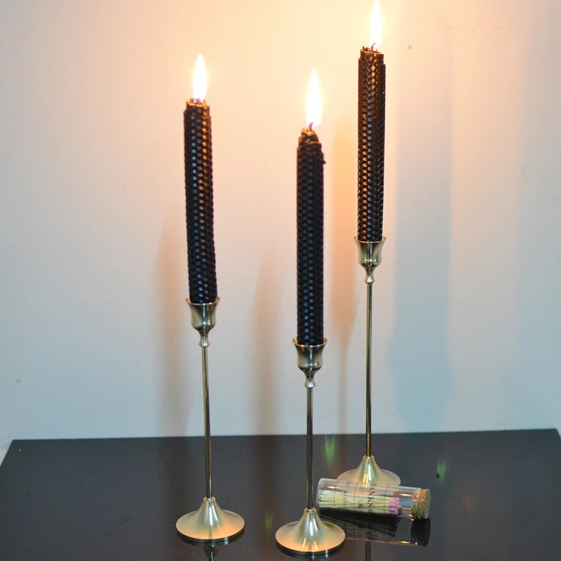 Vintage Black Bronze Candle Holders