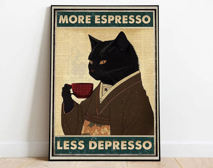 Vintage Black Cat Coffee Sign