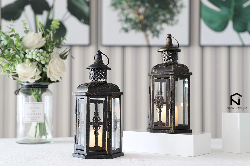 Vintage Black Iron Hanging Lanterns