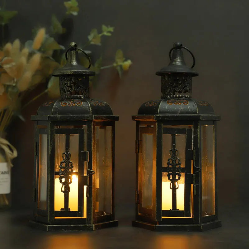 Vintage Black Iron Hanging Lanterns