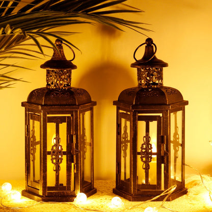 Vintage Black Iron Hanging Lanterns