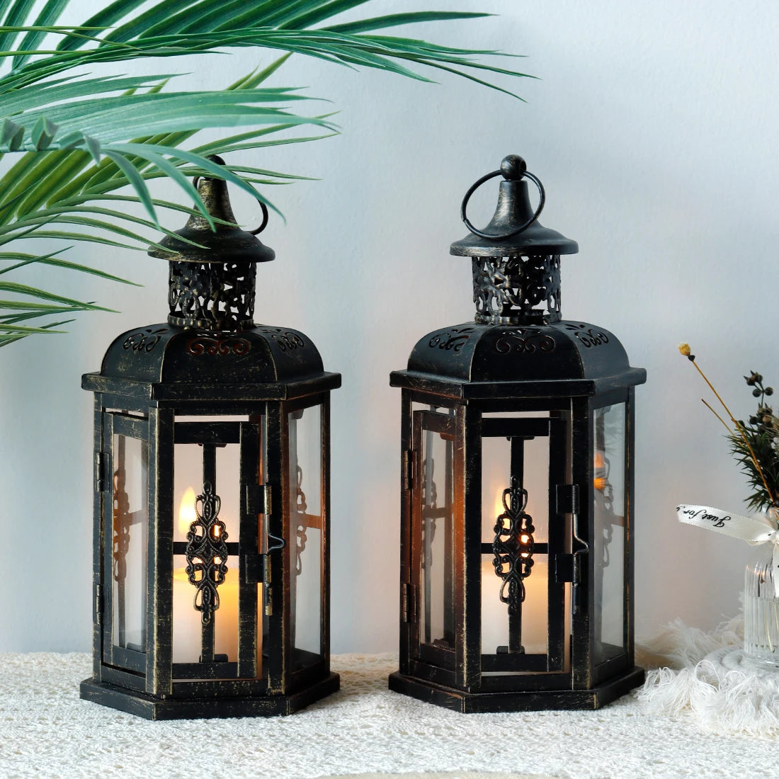 Vintage Black Iron Hanging Lanterns