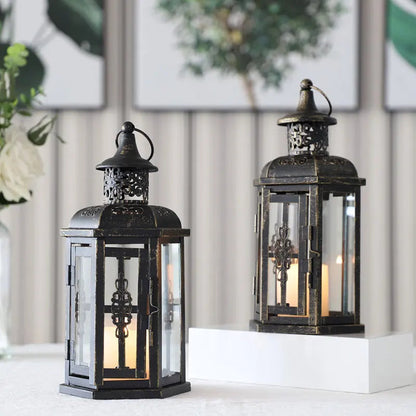 Vintage Black Iron Hanging Lanterns