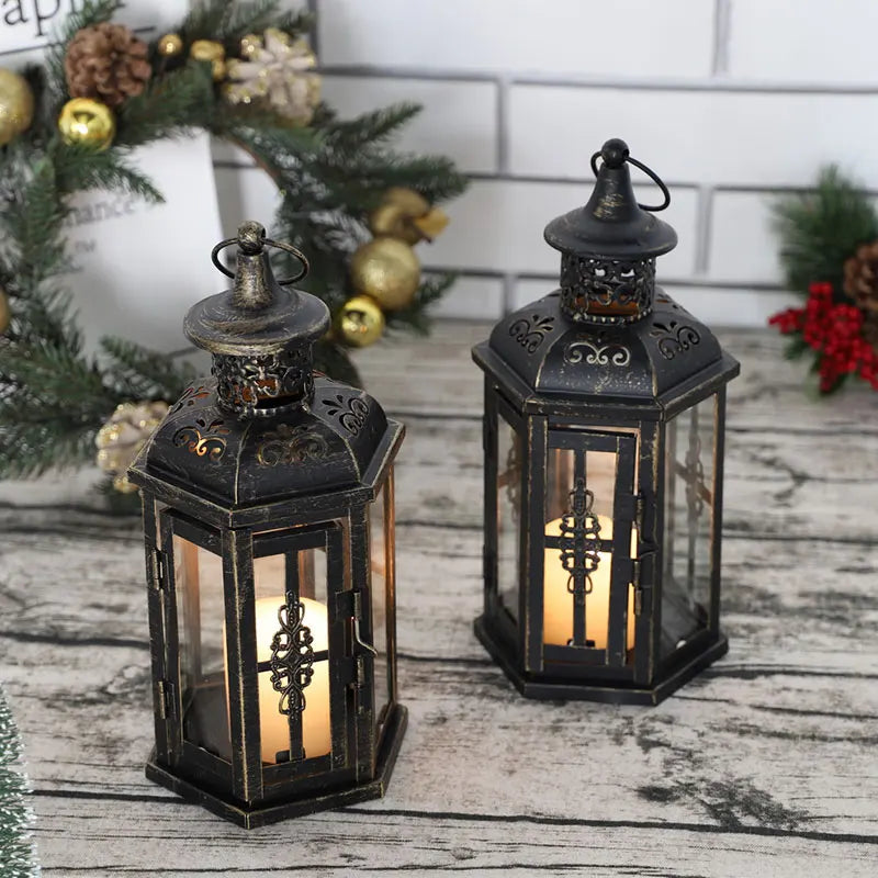 Vintage Black Iron Hanging Lanterns