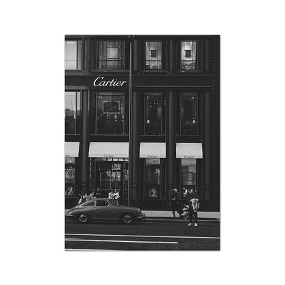 Vintage Black White Street Canvas