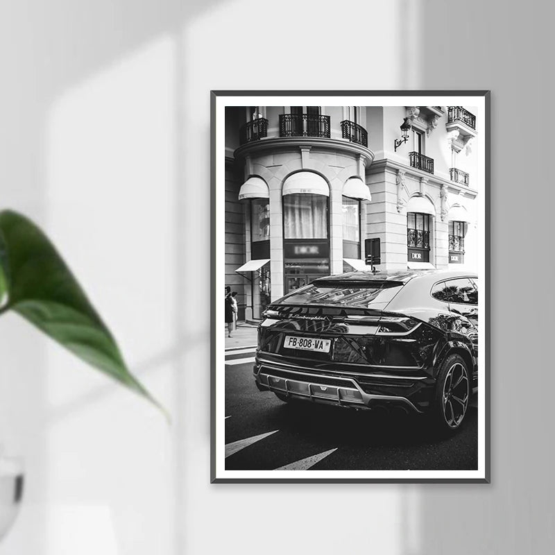 Vintage Black White Street Canvas