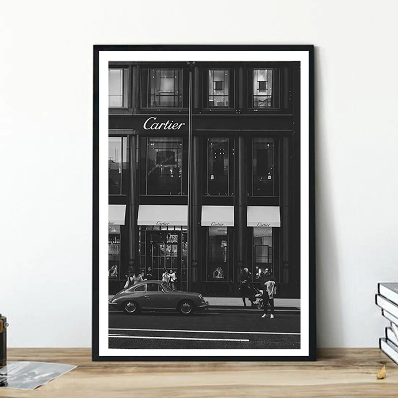 Vintage Black White Street Canvas