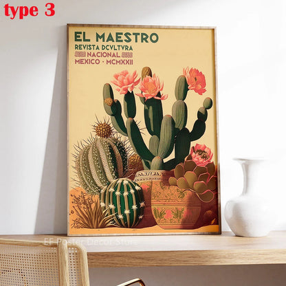 Vintage Cactus Poster A4 A3 Print