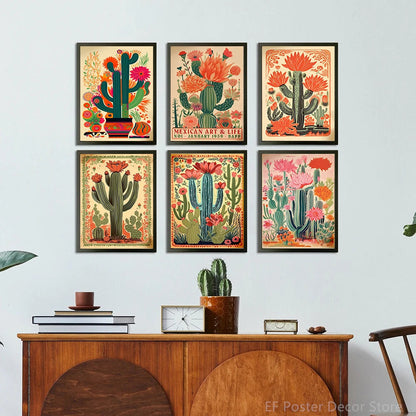 Vintage Cactus Poster A4 A3 Print