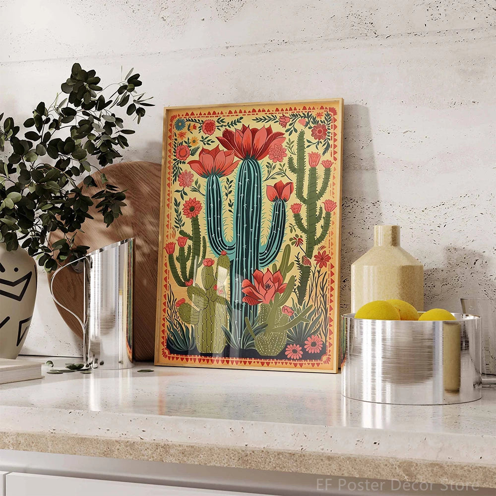 Vintage Cactus Poster A4 A3 Print