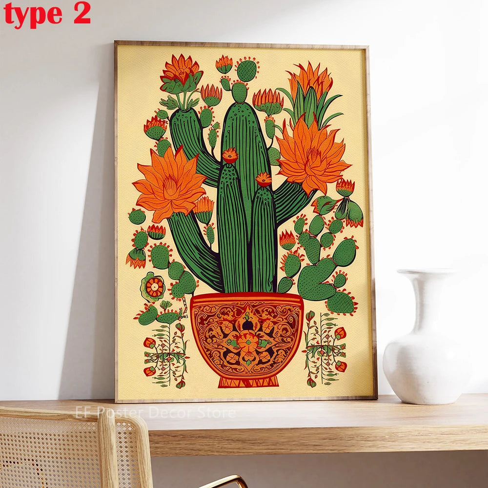 Vintage Cactus Poster A4 A3 Print