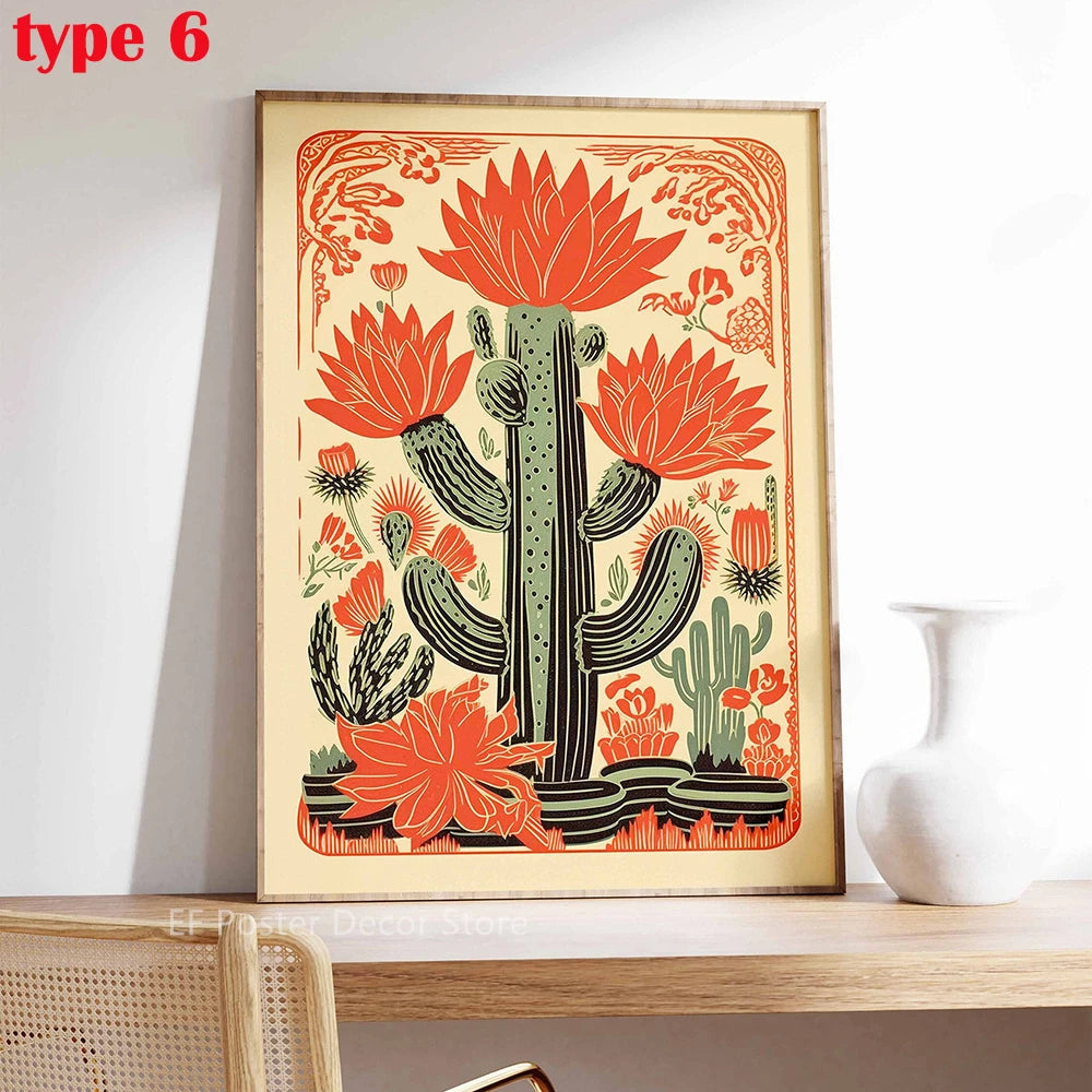 Vintage Cactus Poster A4 A3 Print