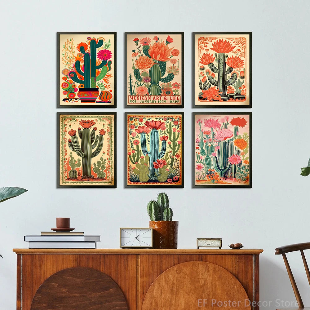 Vintage Cactus Poster A4 A3 Print