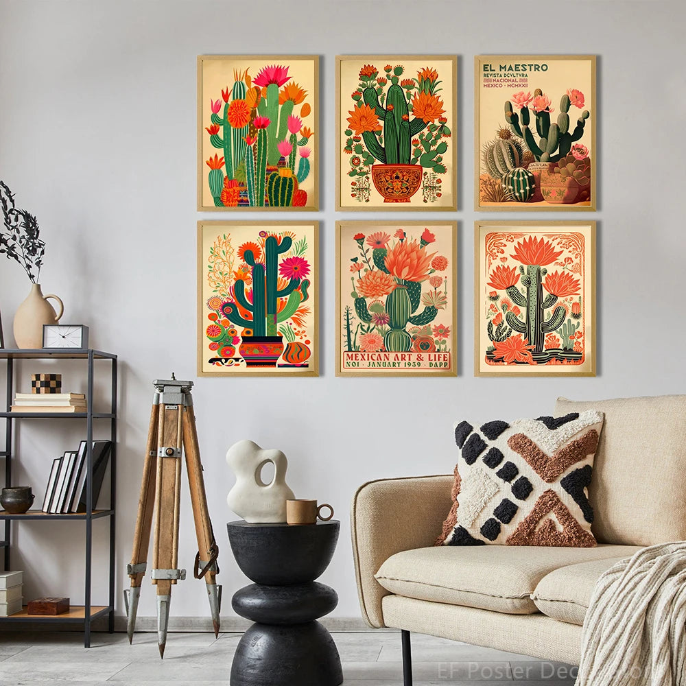 Vintage Cactus Poster A4 A3 Print