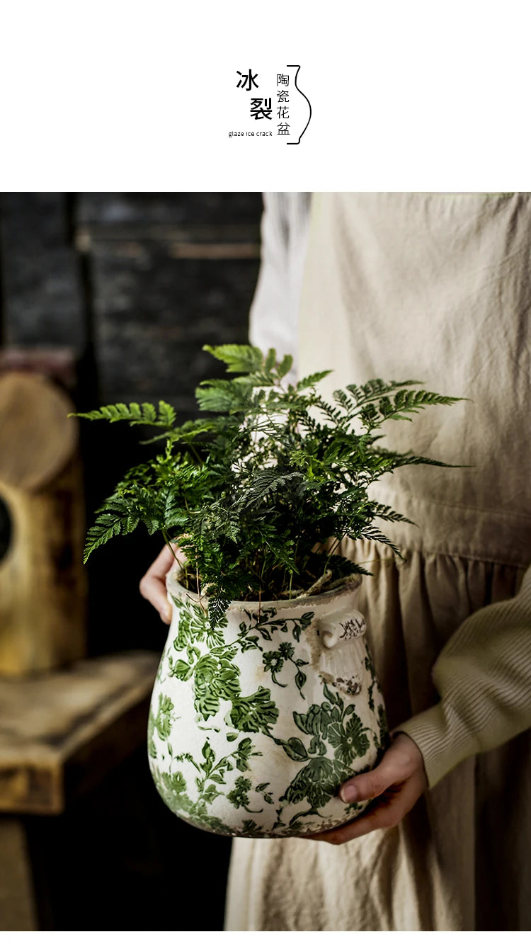 Vintage Ceramic Double Ear Flower Pots