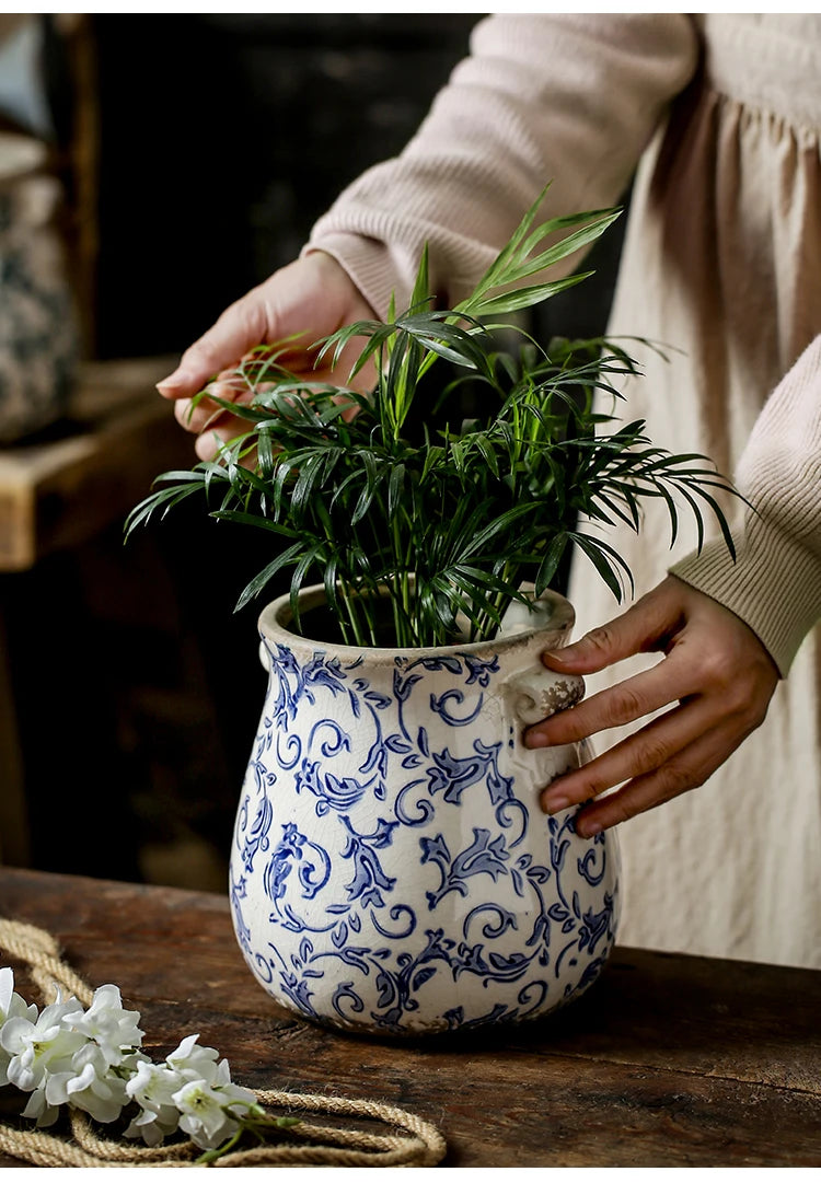 Vintage Ceramic Double Ear Flower Pots