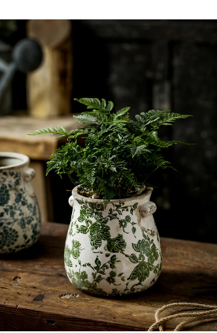 Vintage Ceramic Double Ear Flower Pots